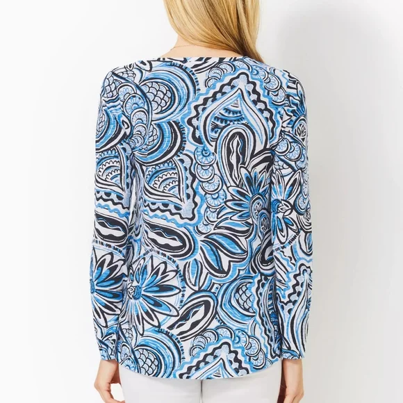 Lilly Pulitzer Etta Scoop-Neck Long Sleeve Top - Picture 2 of 6